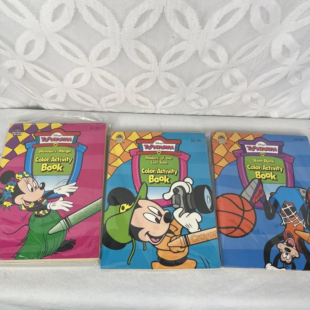 3 Merrigold Press‎ Disney ToonTown Color Book Raiders Minnies Mega & Slam Dunk